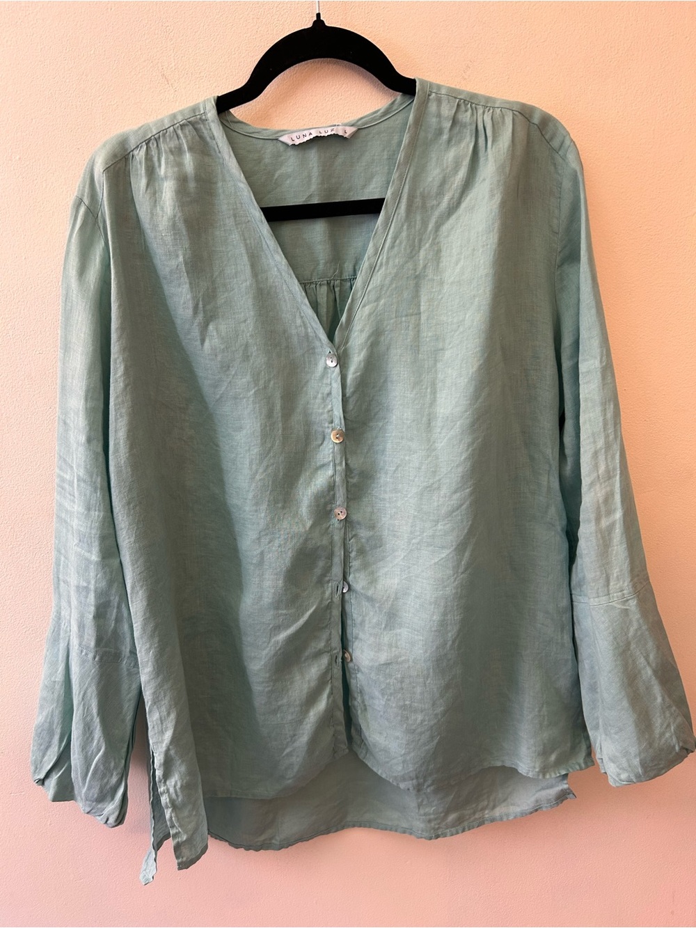 Luna Luz linen collarless long sleeve tunic size large